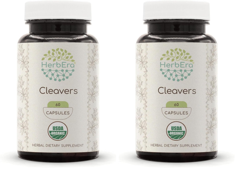 HerbEra Cleavers USDA Organic 60 Capsules bottle - Pack of 2