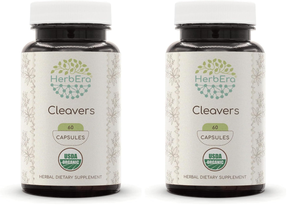 HerbEra Cleavers USDA Organic 60 Capsules bottle - Pack of 2
