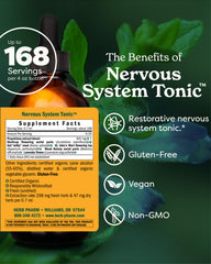 Close-up of Nervous System Tonic bottle and dropper