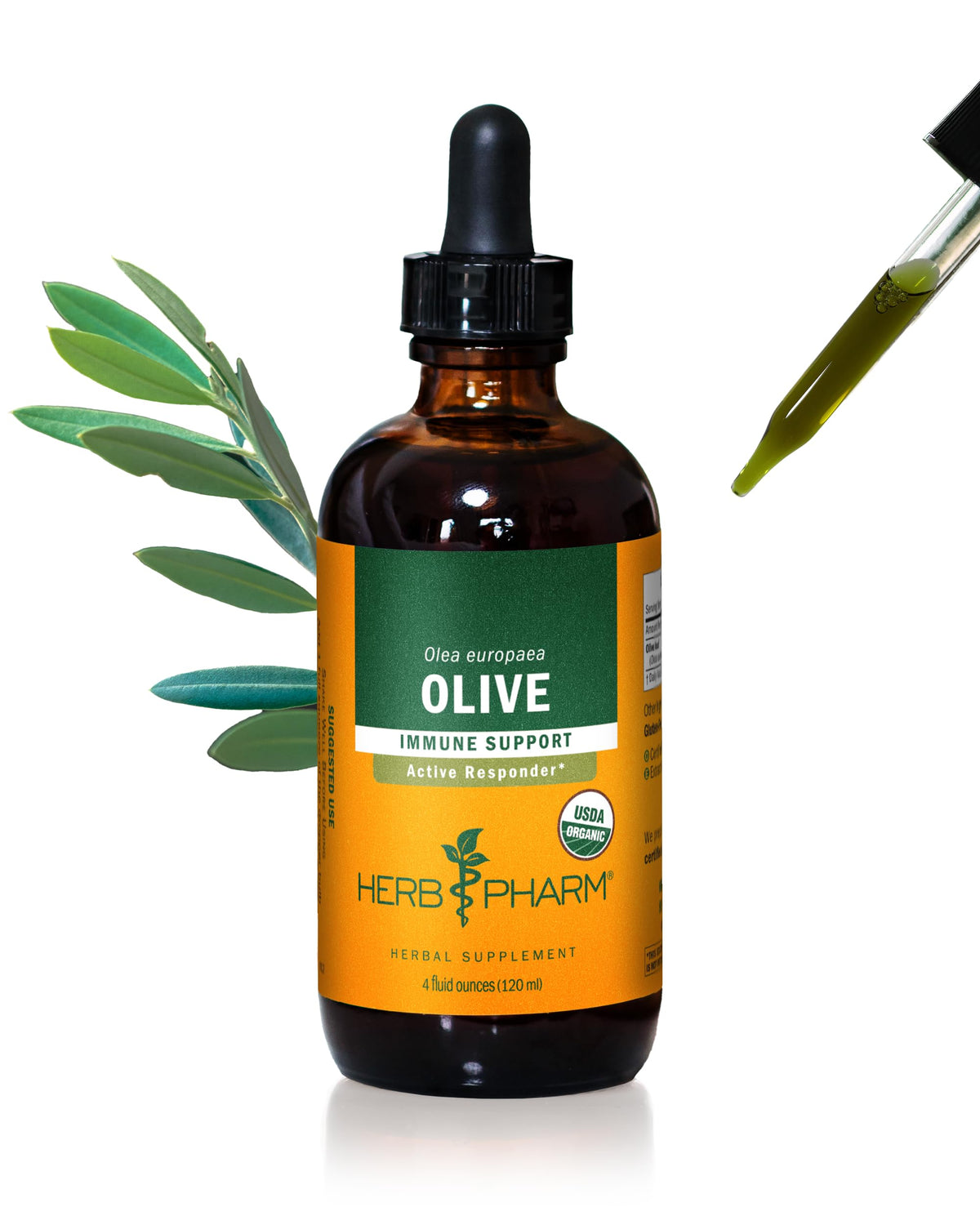 Bottle of Herb Pharm Organic Olive Leaf Liquid Extract for Immune Support