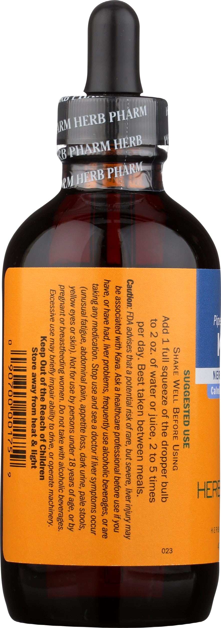 Kava root imagery on bottle label