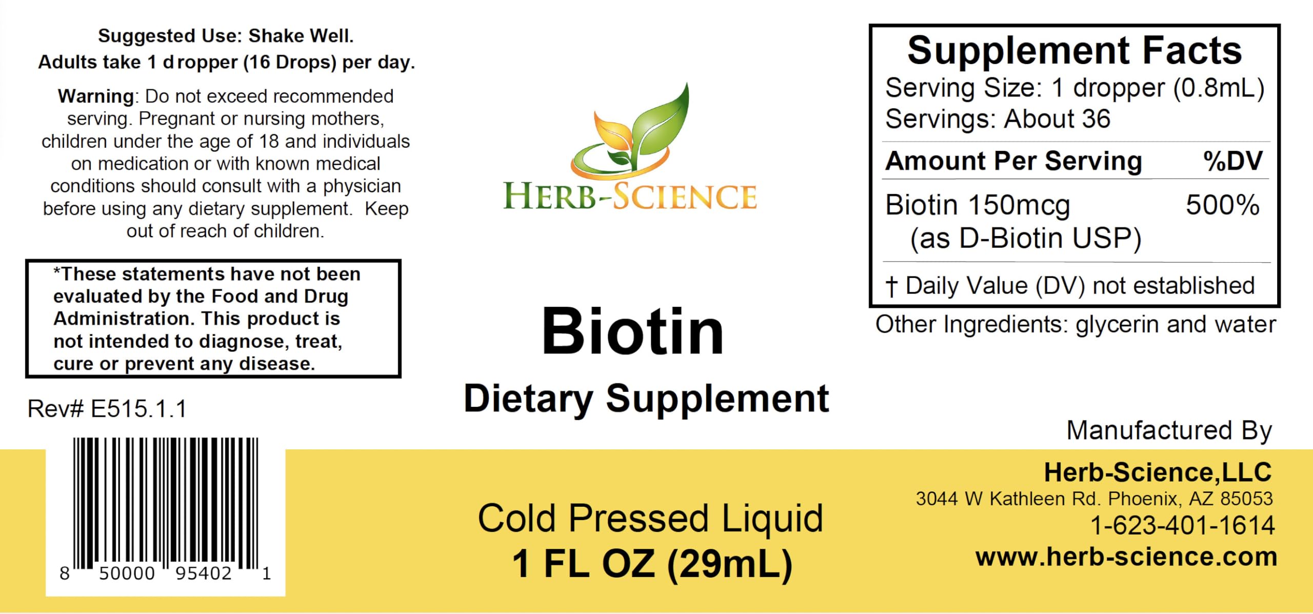 Premium D-Biotin USP in liquid sublingual drops
