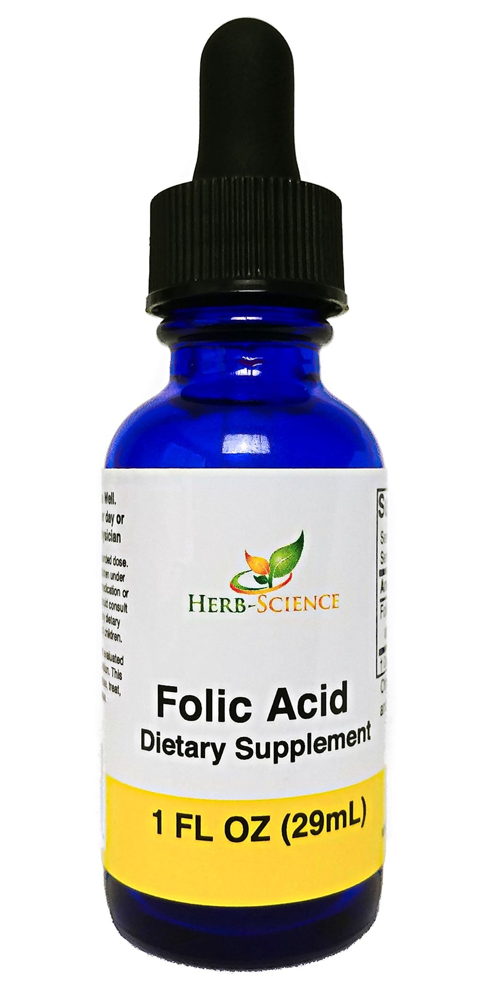 Bottle of Herb-Science Liquid Vitamin B9 Folic Acid Drops, 1 fl oz