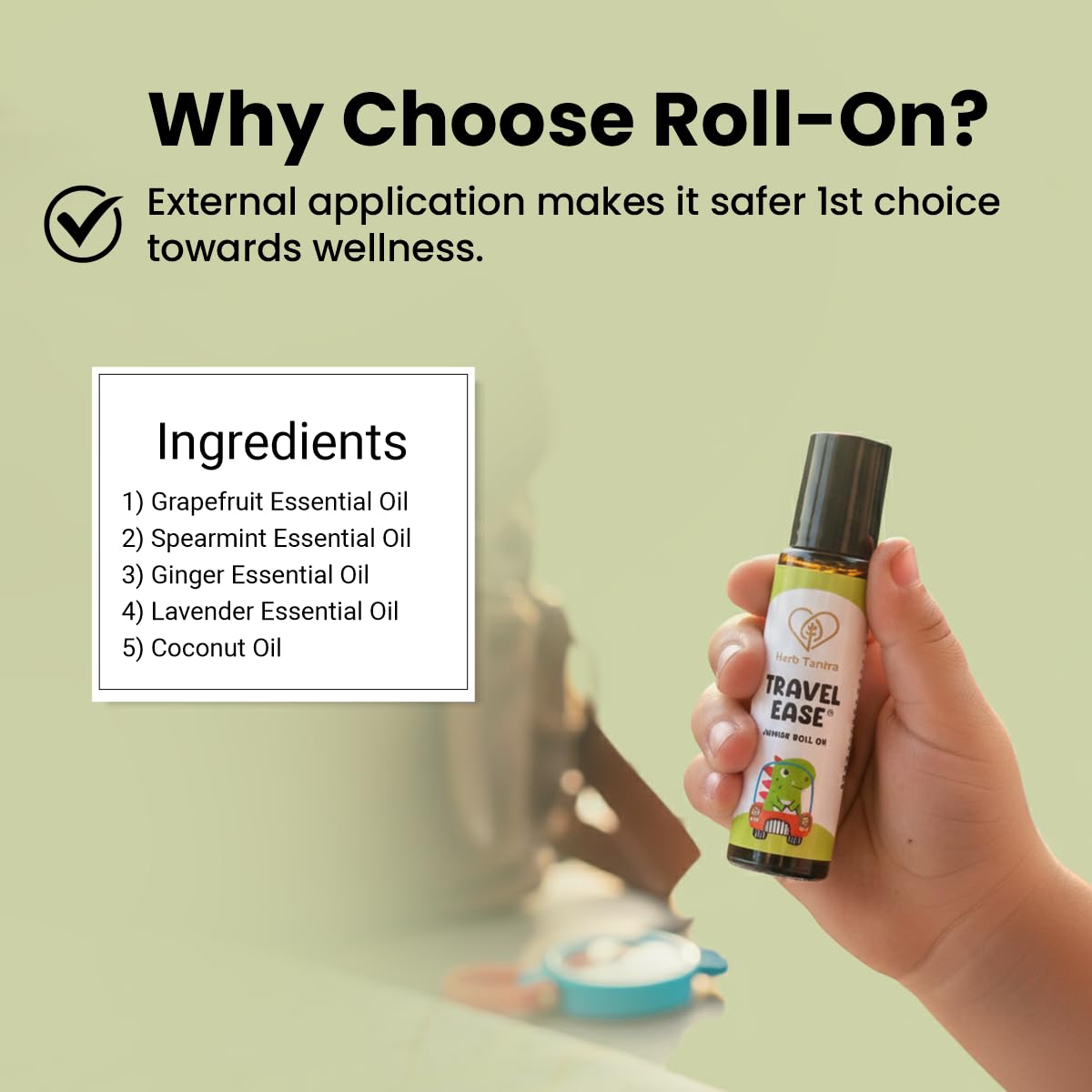 Herb Tantra all-natural non-drowsy formula supports safe travel aromatherapy.