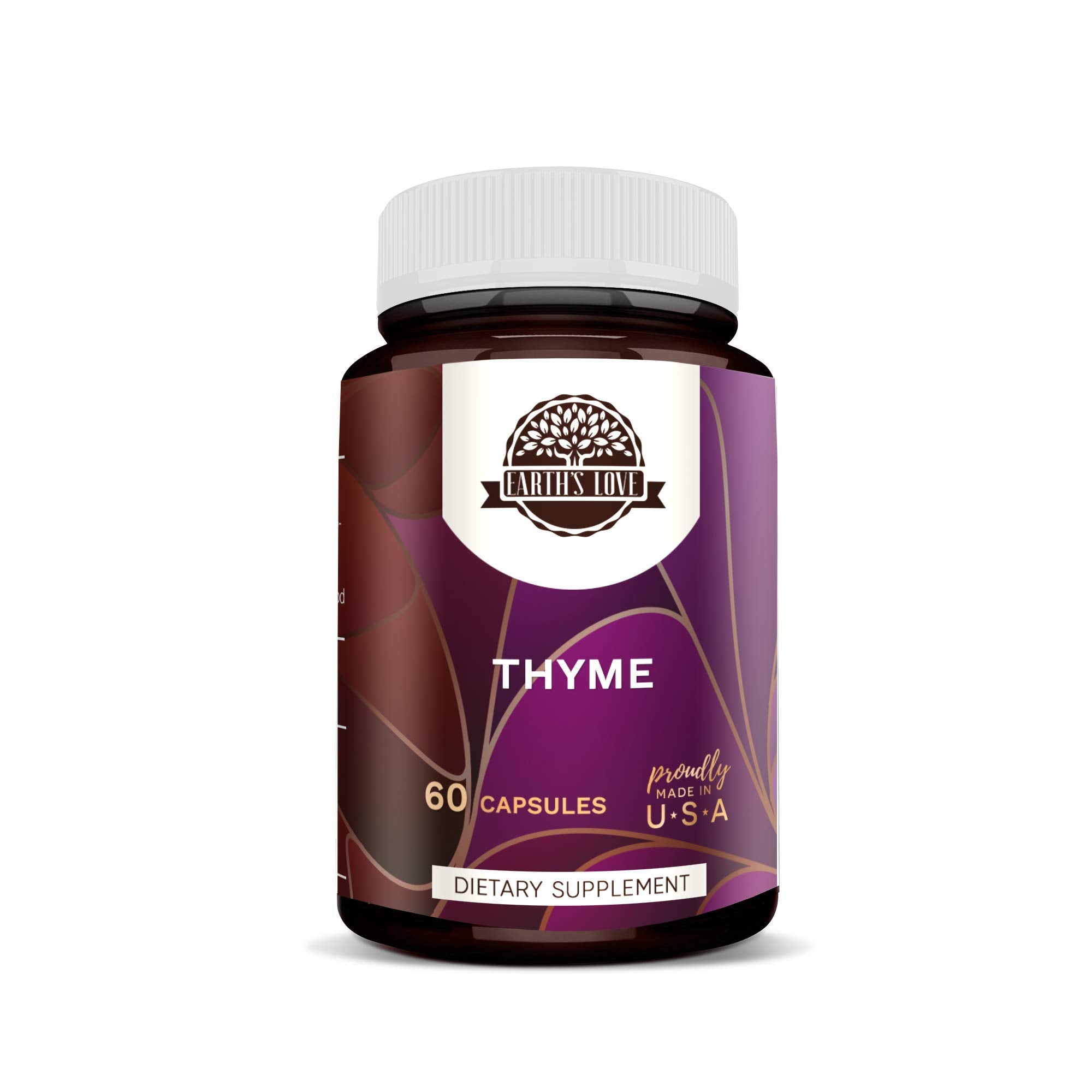 Front view of HerbEra Earth's Love Thyme 60 Capsules bottle