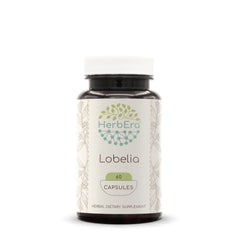 Bottle of HerbEra Lobelia 60 capsules, 750 mg per capsule