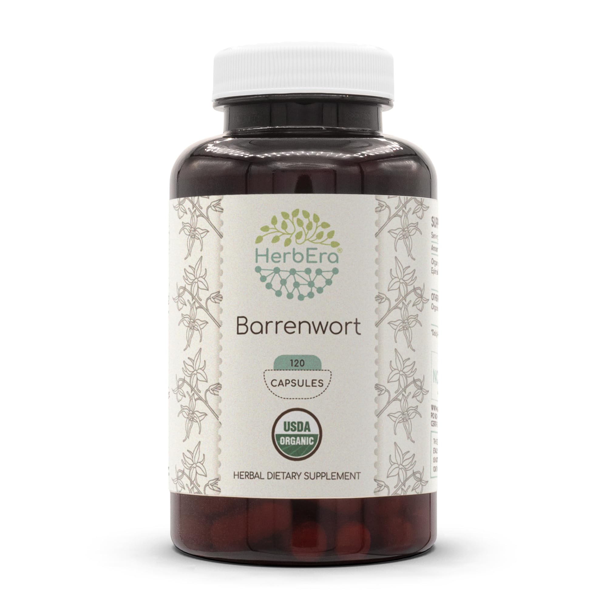 HerbEra Barrenwort USDA Organic 120 capsules bottle