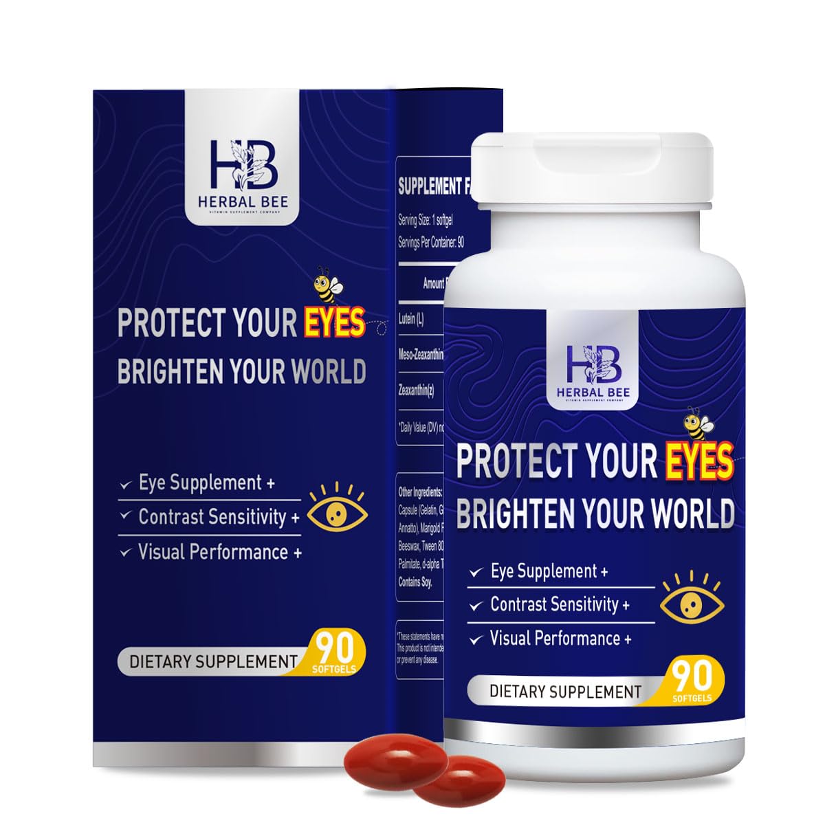 Herbal Bee Eye Supplement bottle label - front view