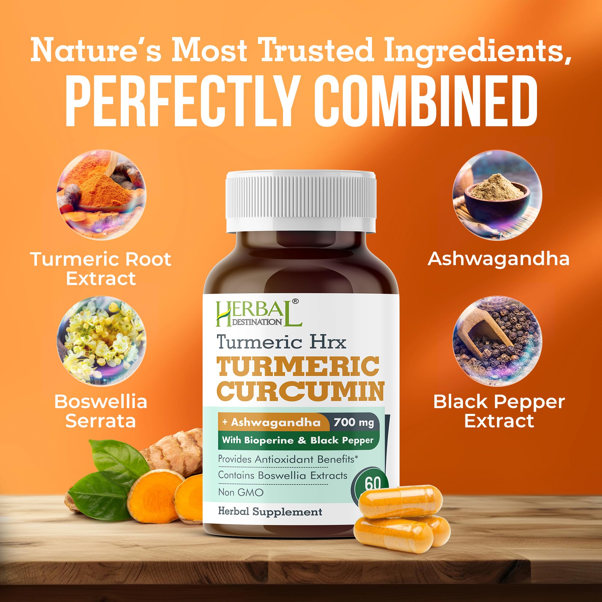Turmeric curcumin capsules with black pepper extract