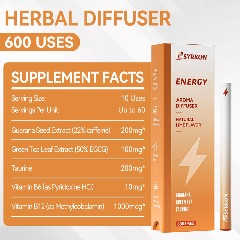 Close-up of Herbal Diffuser Pen with ingredient labels