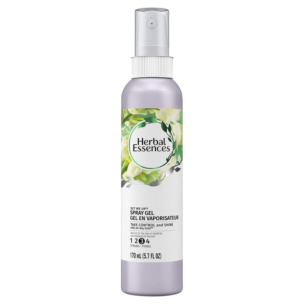 Herbal Essences Set Me Up Spray Gel bottle with strong, all-day hold.