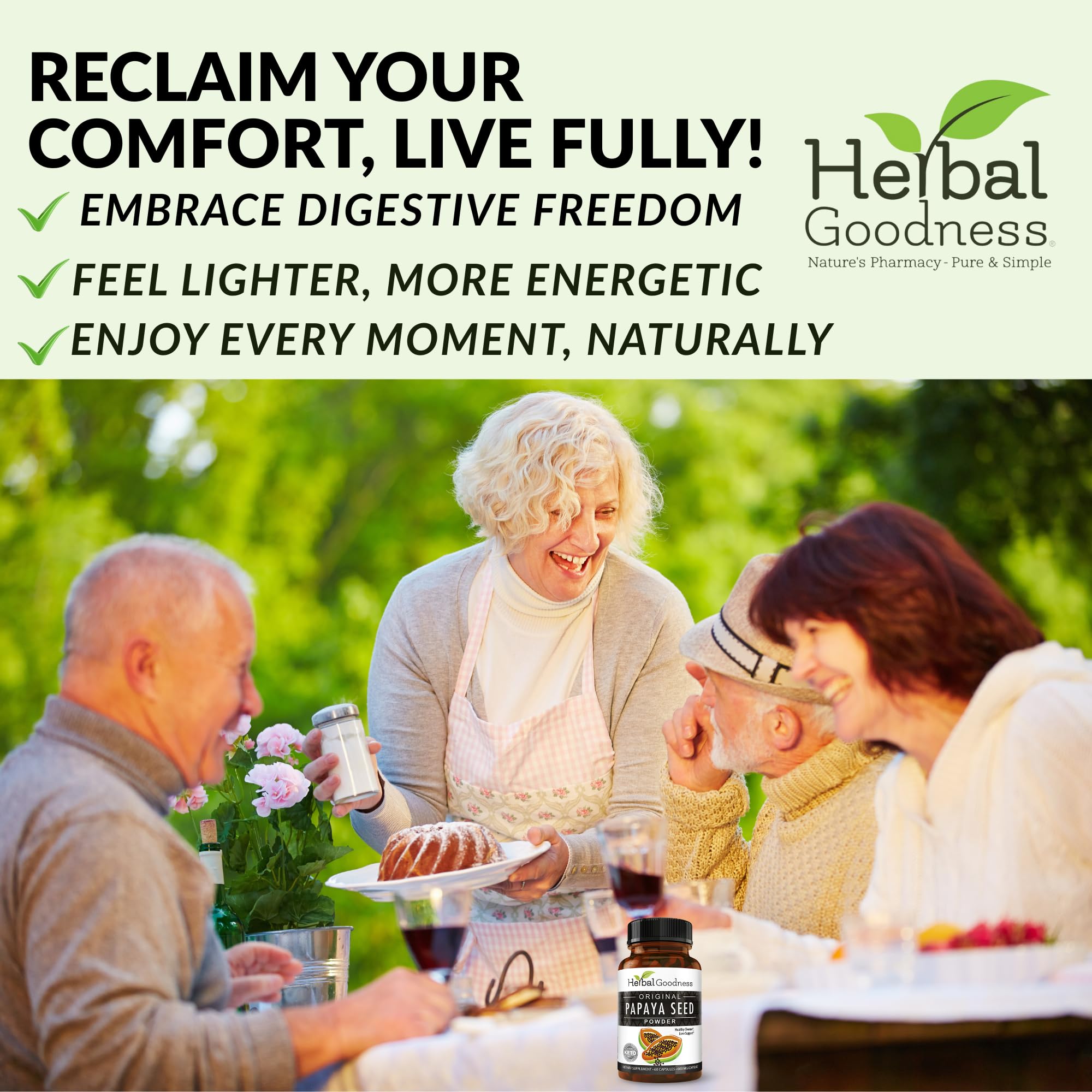 Herbal Goodness bottle on kitchen counter ready for daily use