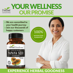 Gluten-free and non-GMO Herbal Goodness papaya capsules packaging