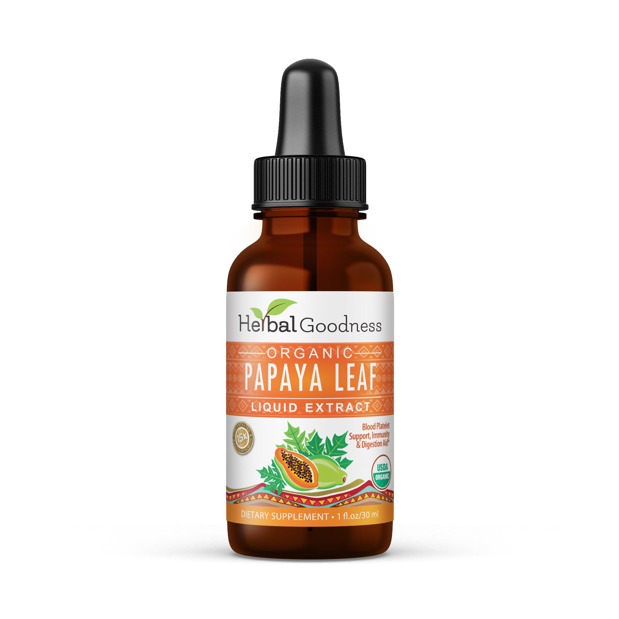 Herbal Goodness Papaya Leaf Extract 15x bottle for concentrated wellness support