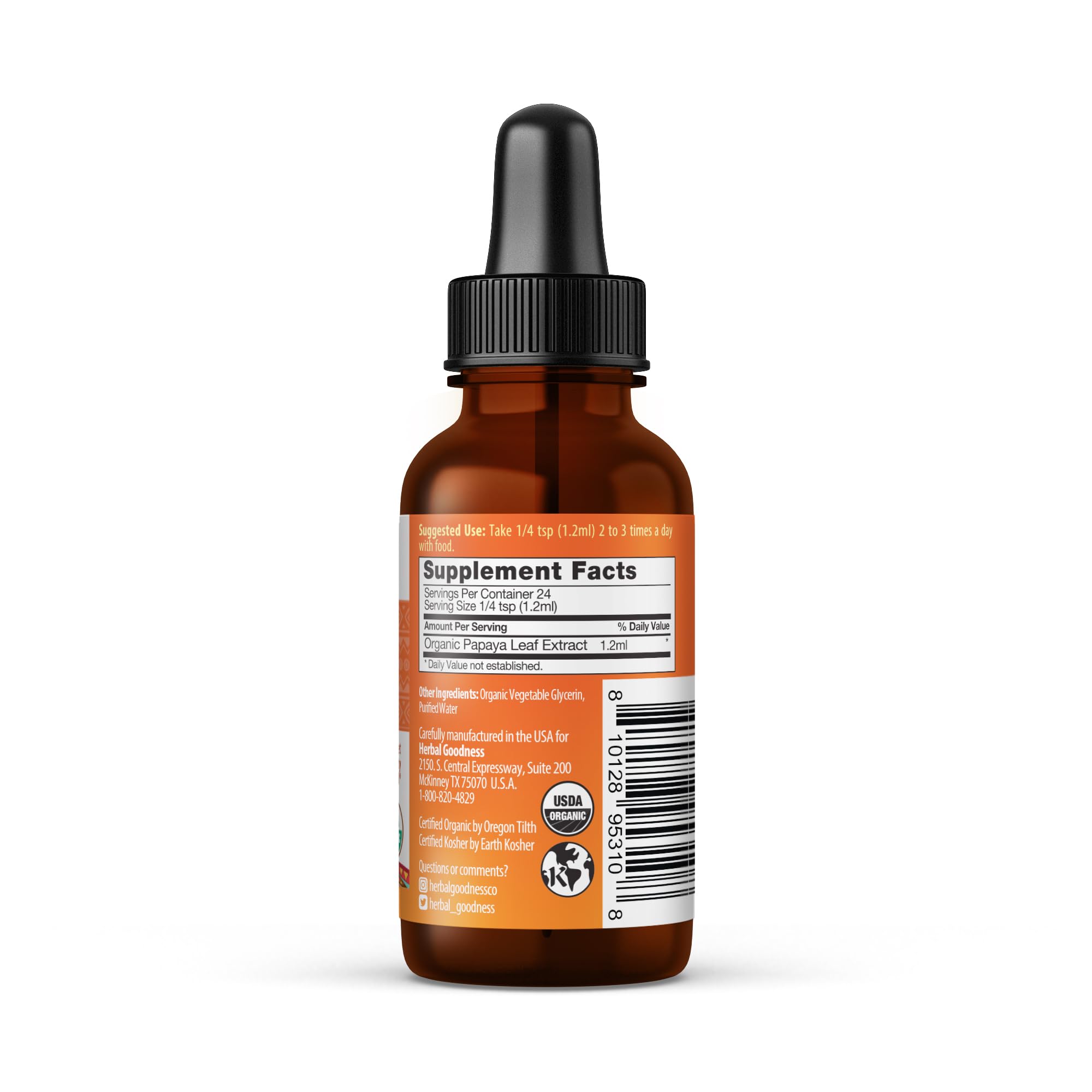 Herbal Goodness Papaya Leaf Extract dropper shows daily dosage convenience
