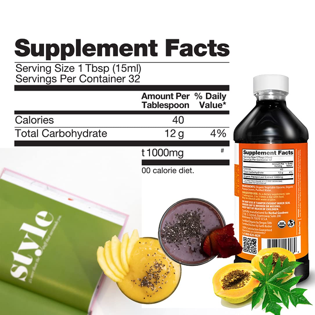 Herbal Goodness Papaya Leaf Extract on grocery shelf suggesting everyday vitality.