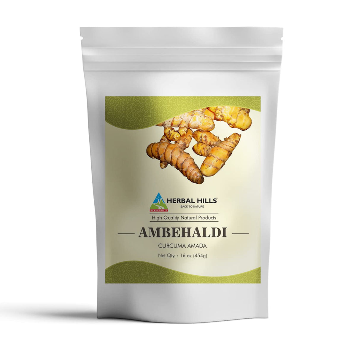 Herbal Hills Ambehaldi Powder packaging 16 oz