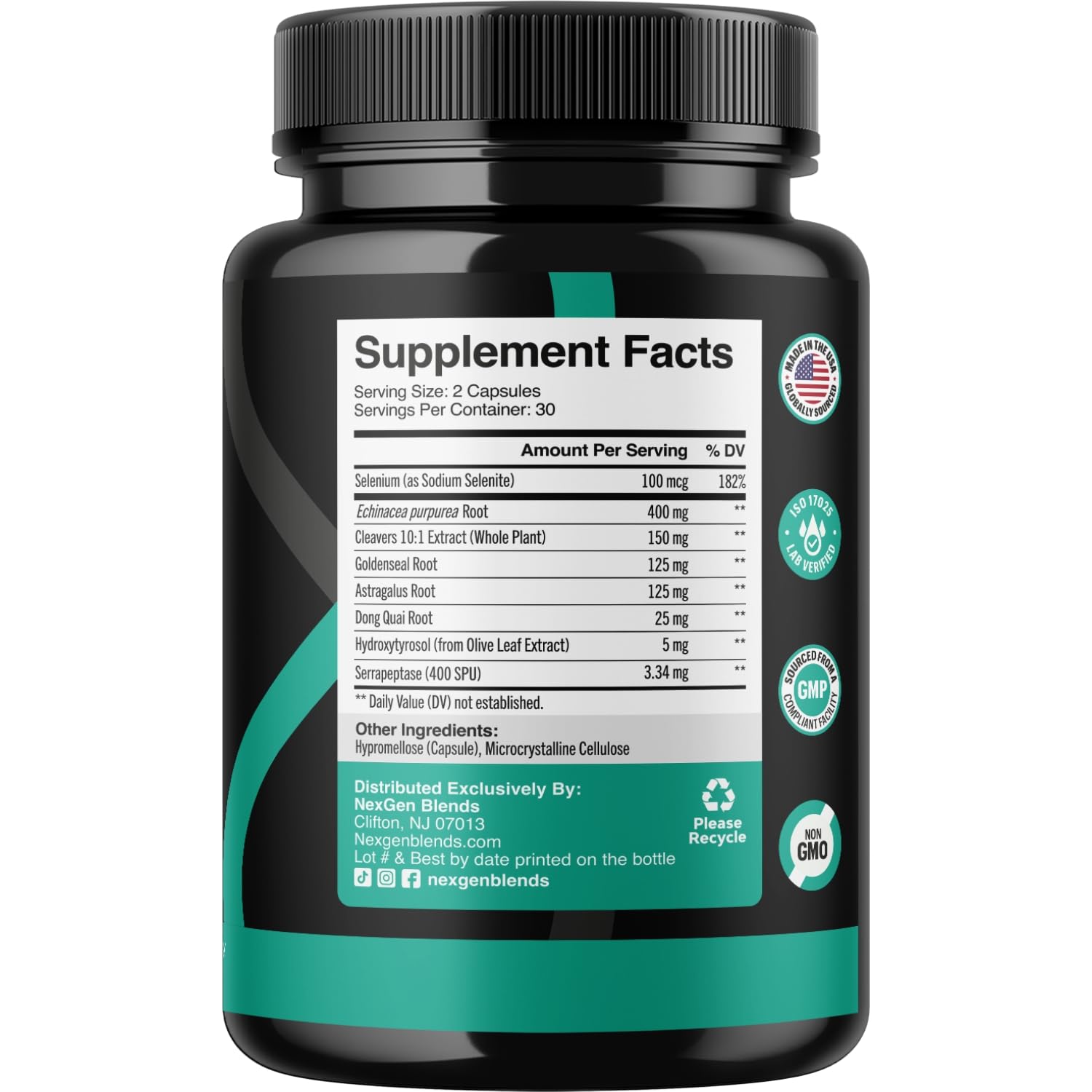 Lymph system support capsules for 1-month supply