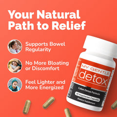 Herbal Nitro My Gentle Detox capsules with glass of water during intake.