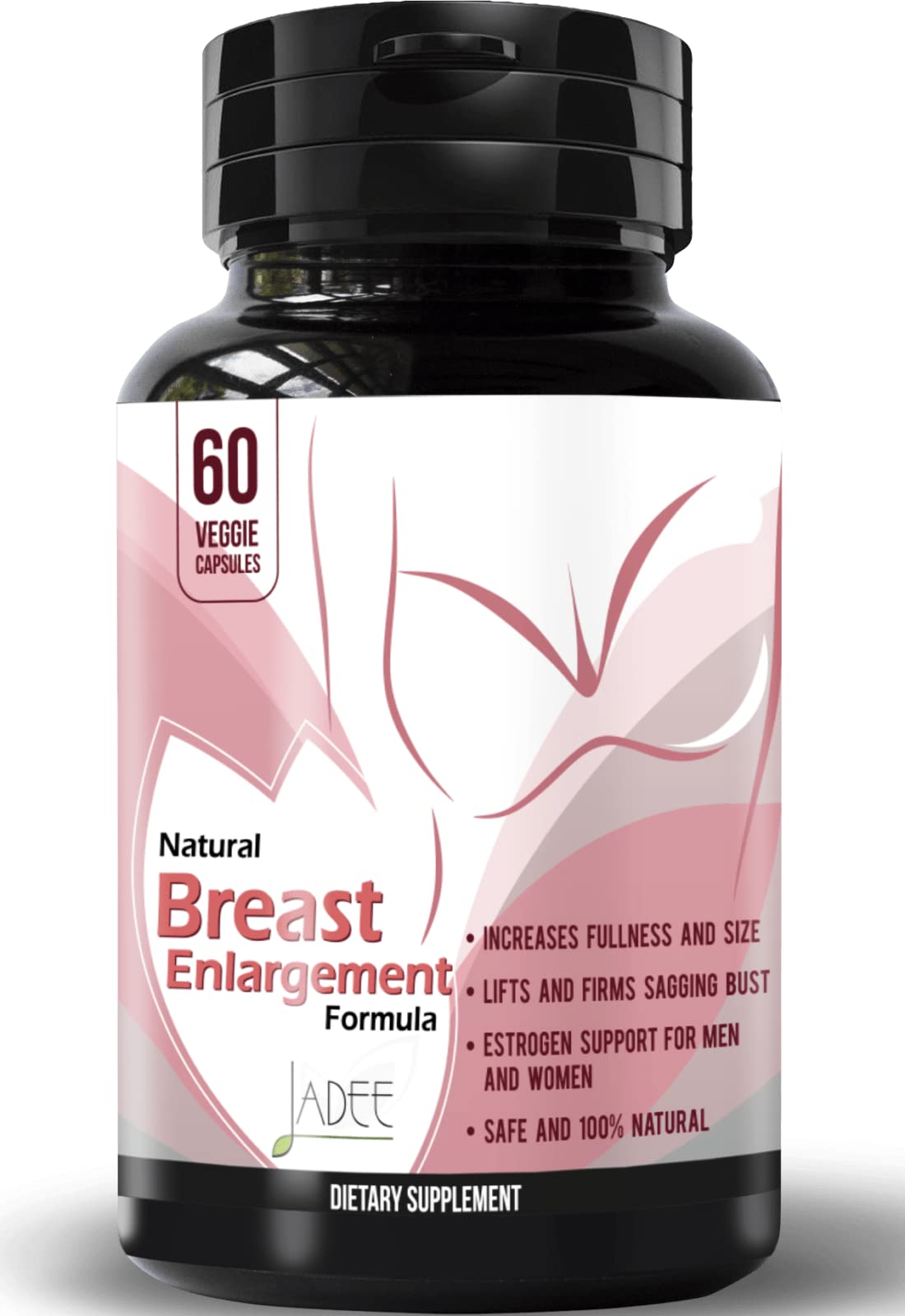 Herbal Remedy breast growth pills bottle highlights potential fuller appearance.
