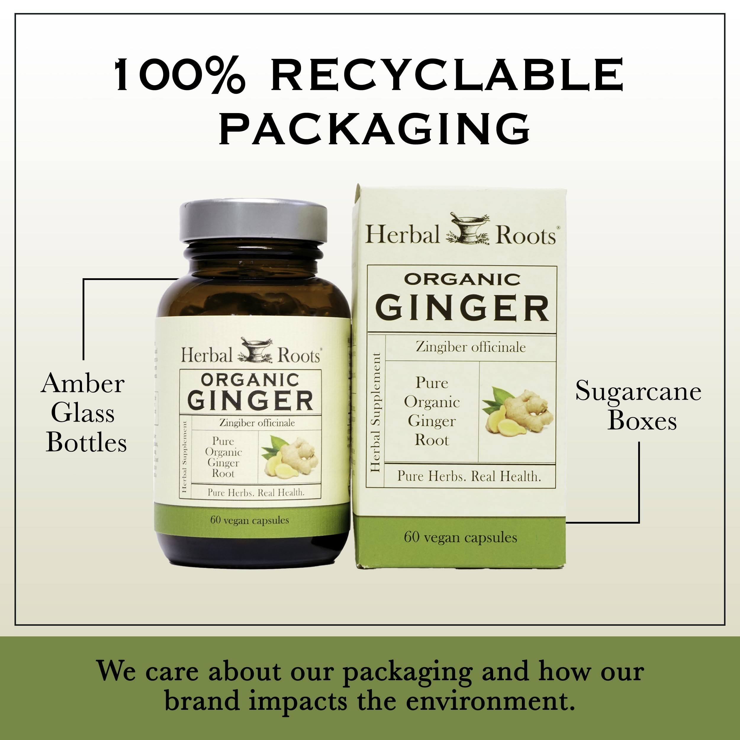 USDA Organic seal on Herbal Roots Ginger Supplement packaging