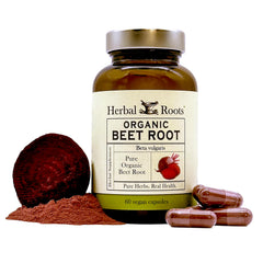 Beet root powder capsules in 1,500mg serving size (Herbal Roots)