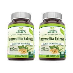 Herbal Secrets Boswellia Serrata Extract 600 mg capsules with 65% boswellic acids; Non-GMO, gluten-free; 120-count bottle, 2-pack