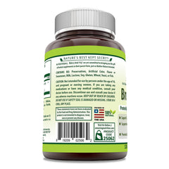 Label highlights non-GMO gluten-free and USA-made GMP tested Bromelain supplement