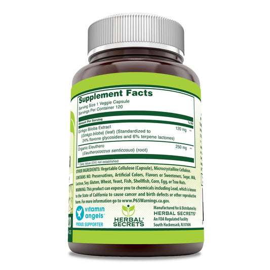 Close-up of veggie capsules for Herbal Secrets Ginkgo Biloba Double Strength