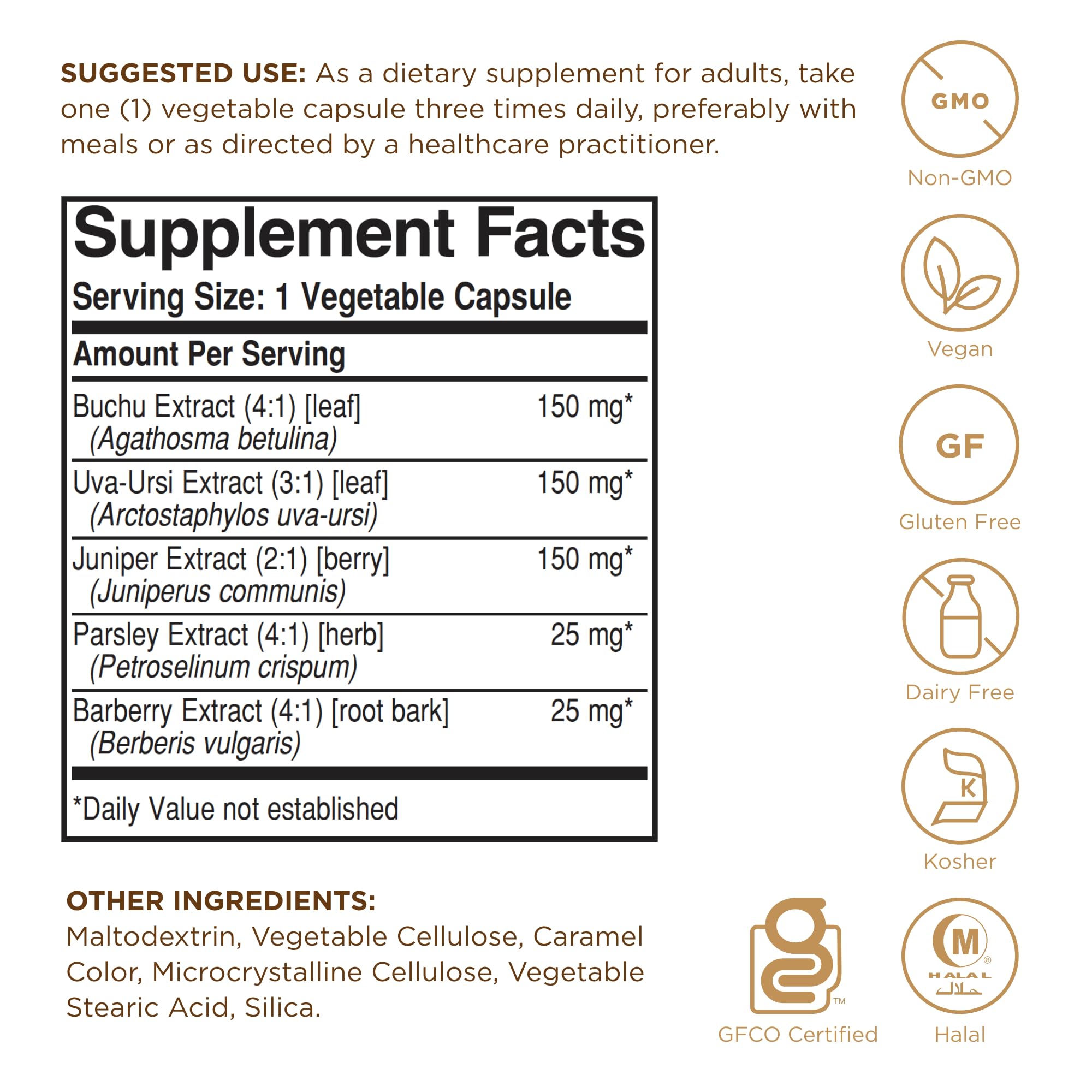 Close-up of Herbal Water Pill Solgar label
