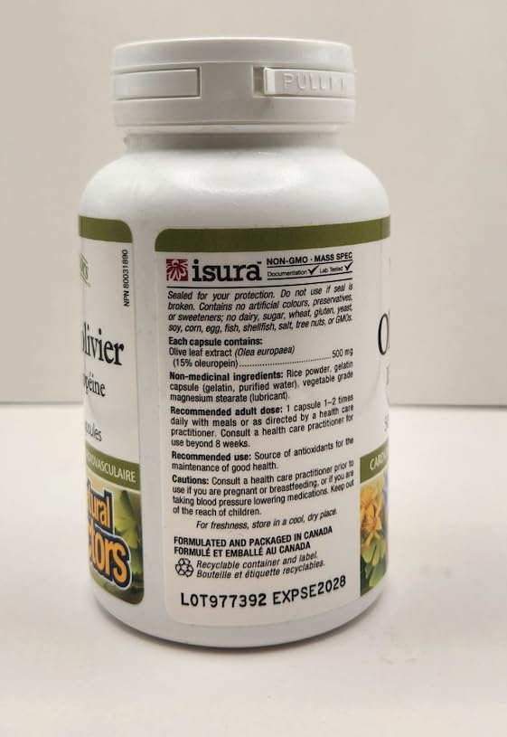 Supplement facts panel for Olive Leaf 500 mg