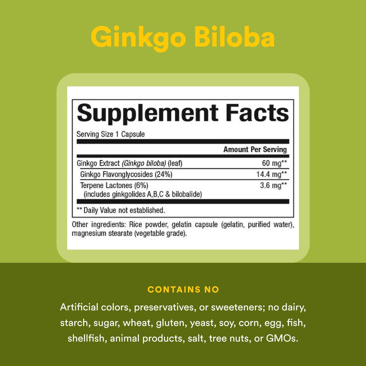 Ginkgo Biloba capsules in bottle