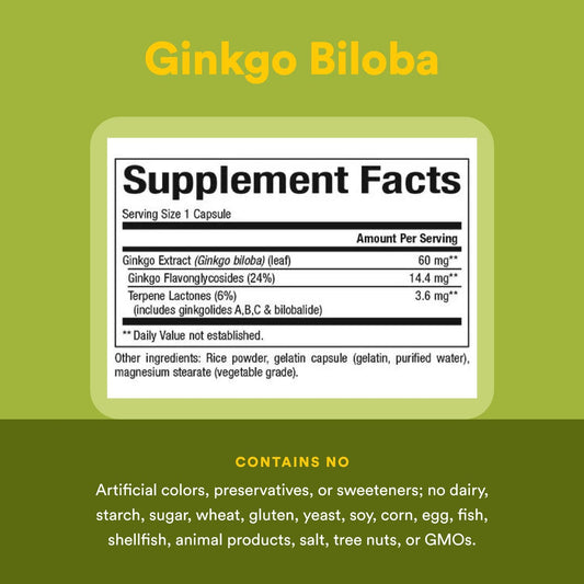 Ginkgo Biloba capsules in bottle