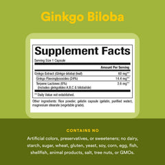 Ginkgo Biloba capsules in bottle