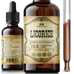 Bottle of HERBALICIOUS Licorice Root Extract Organic Liquid 2 oz