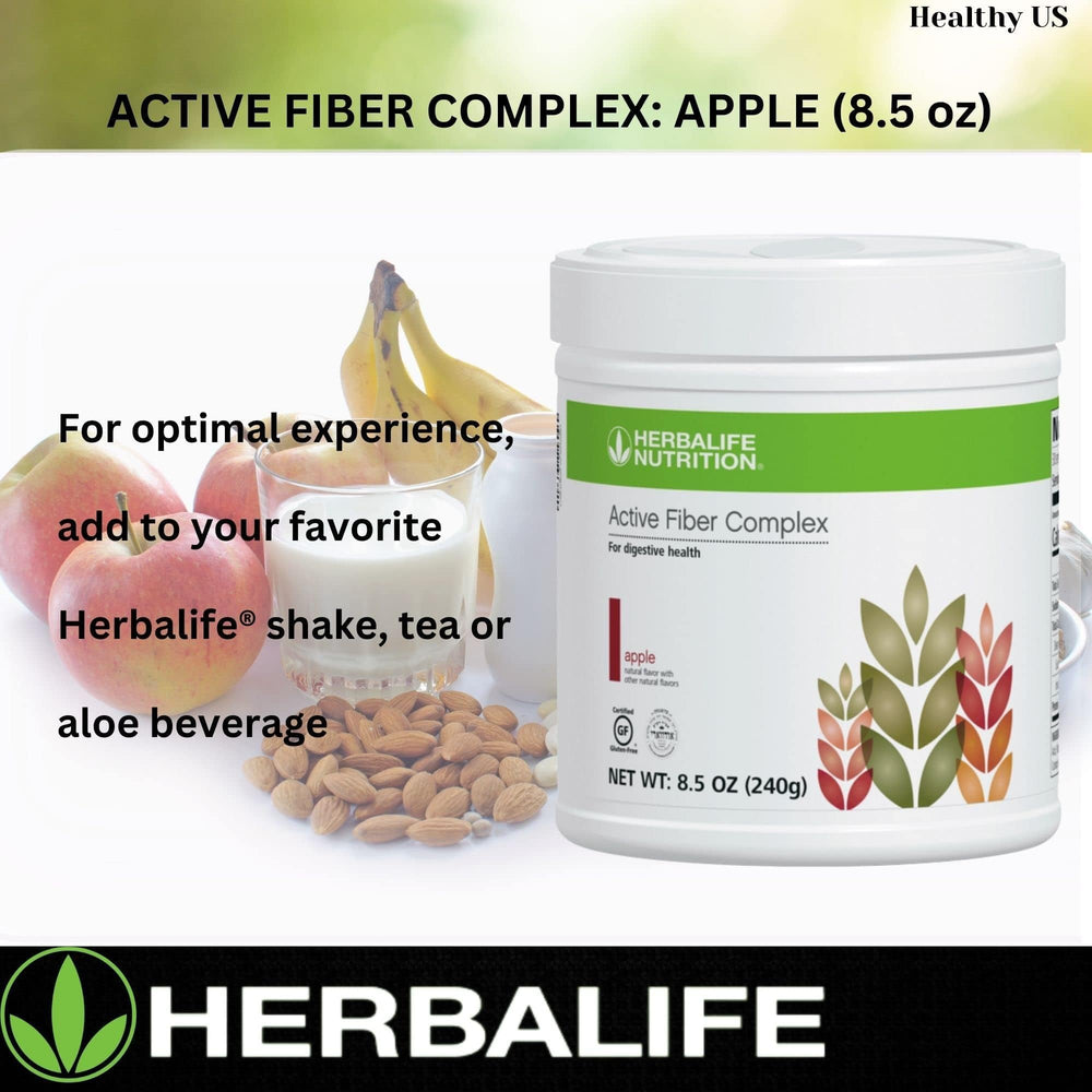 Herbalife Active Fiber Complex Manzana, etiqueta clara para identificar sabor y caducidad.