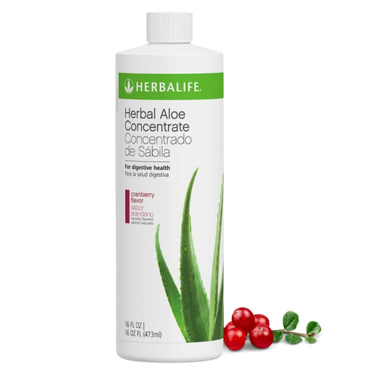 Herbal Aloe Concentrate Cranberry flavor bottle for digestive health