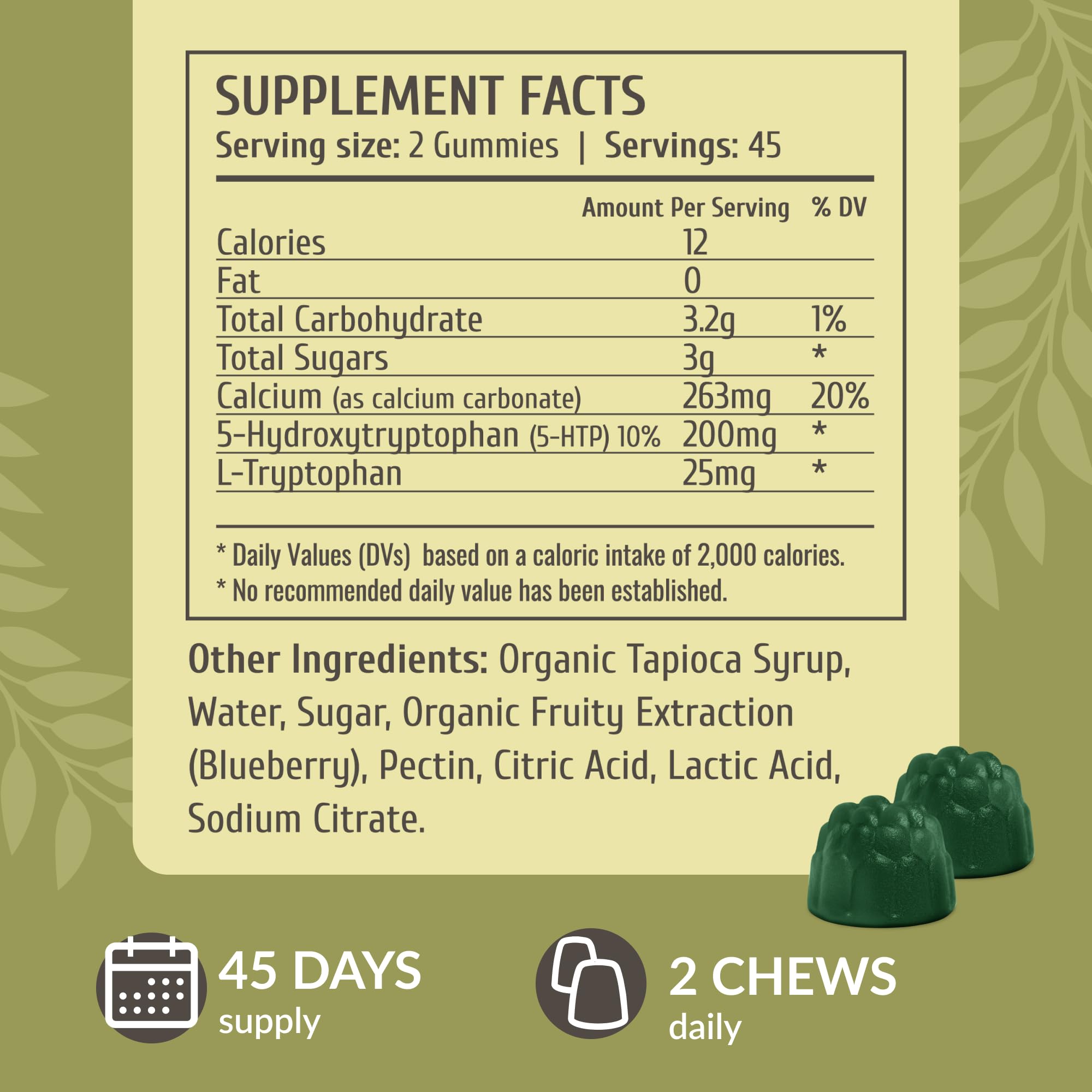 Label close-up of 5-HTP Gummies