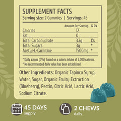 Vegan and Non-GMO icons for ALCAR gummies