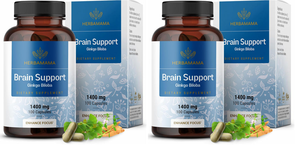 HERBAMAMA Brain Support Capsules bottle front view