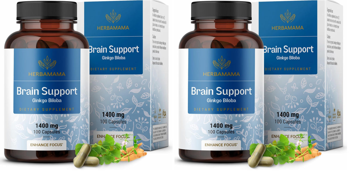 HERBAMAMA Brain Support Capsules bottle front view