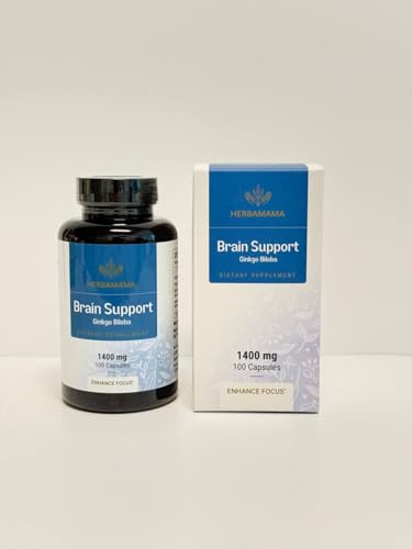 HERBAMAMA Brain Support Capsules bottle front with 1400mg label