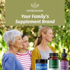 Back label with supplement facts on the HERBAMAMA bottle