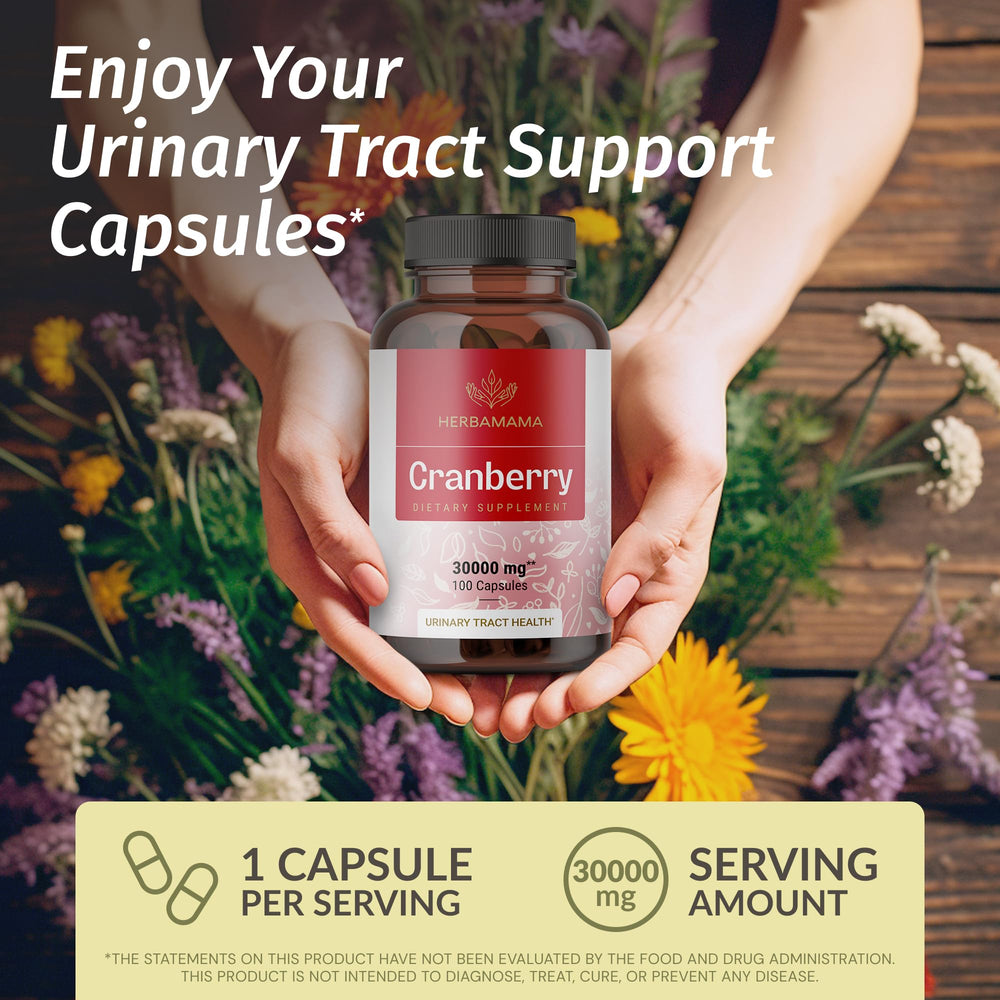 Close-up of cranberry powder ingredients used in the capsules