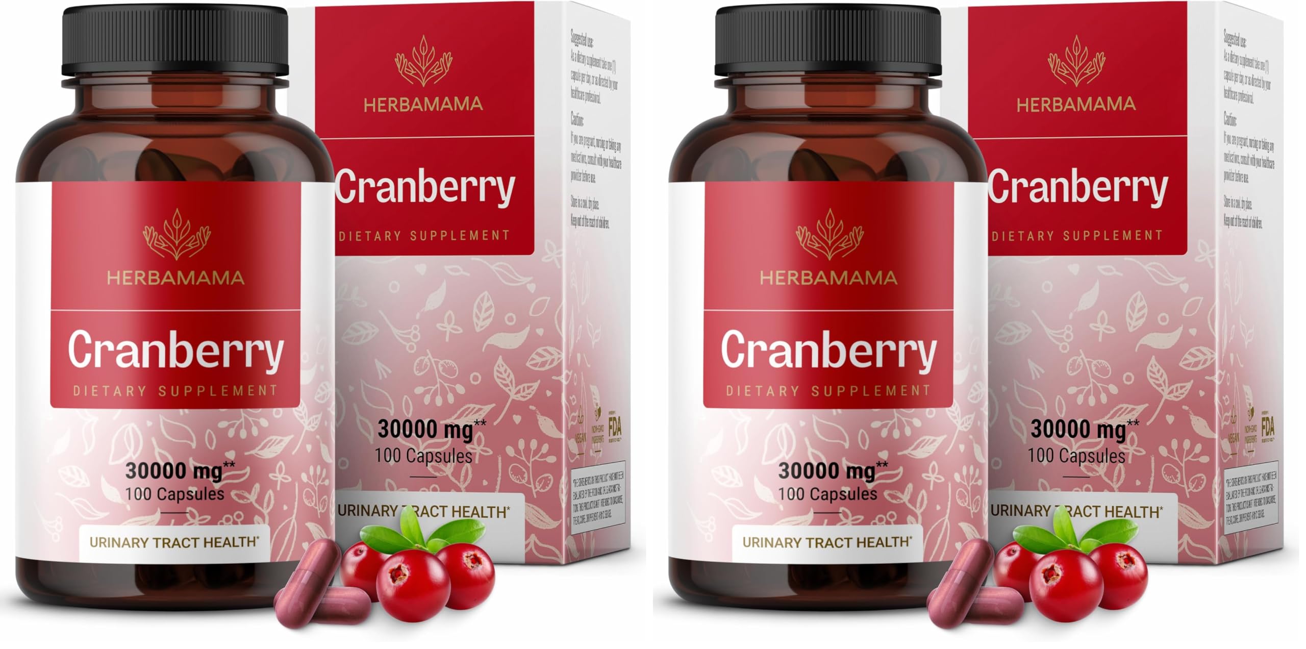 Front view of Herbamama Cranberry Extract Capsules Pack 2