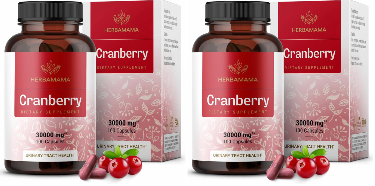 Front view of Herbamama Cranberry Extract Capsules Pack 2