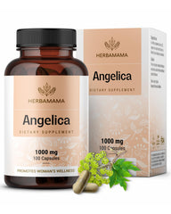Bottle of Herbamama Dong Quai 1000mg Angelica Root capsules