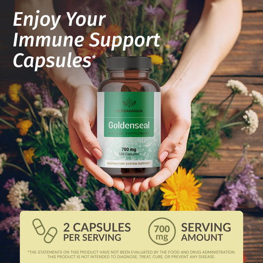 Herbamama Goldenseal 700mg capsules bottle - back label