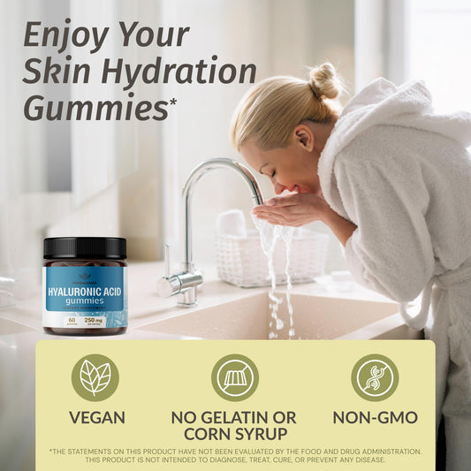Close-up of mango-flavored Hyaluronic Acid gummies