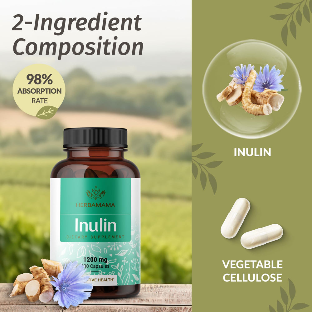 Two-ingredient formula: chicory root fiber and vegetable cellulose capsule